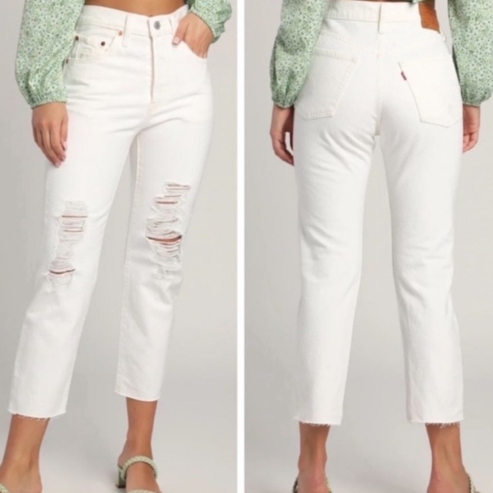 Levi's 501's White Distressed Jeans